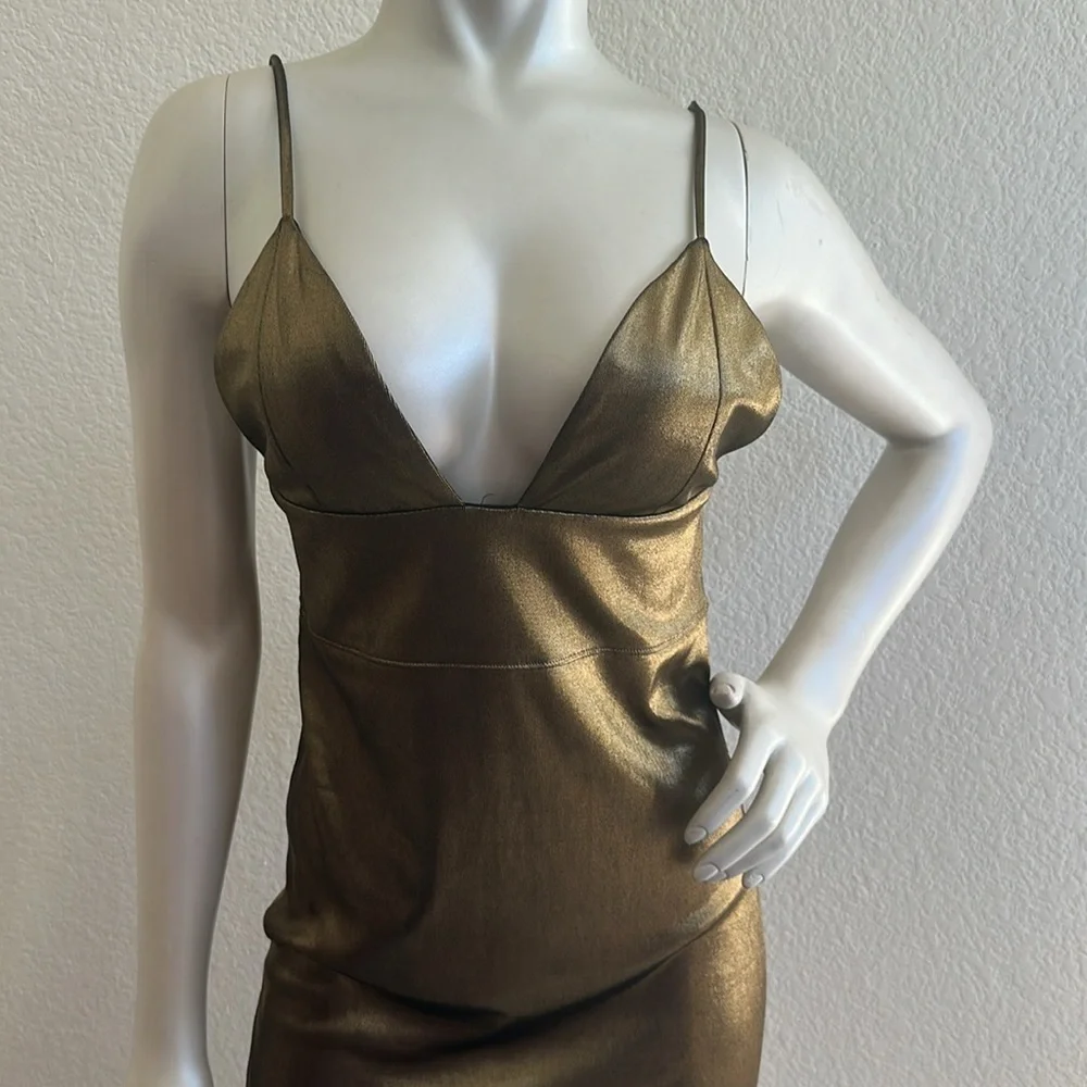 Intimately by Free People Look Good Fell Good Gold Metallic Mini Dress